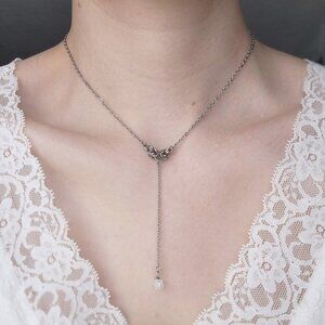 Angelic fairy pearl silver rosary necklace ✦ delicate gothic chainmailele rosary